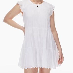 Aritzia Wilfred Sidonie White Ruffle Sleeve Tiered Mini Dress